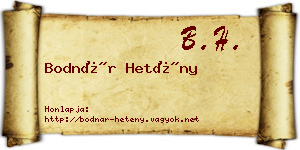 Bodnár Hetény névjegykártya